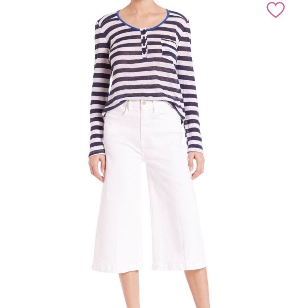 Frame Denim white gaucho jeans wide leg crop 28